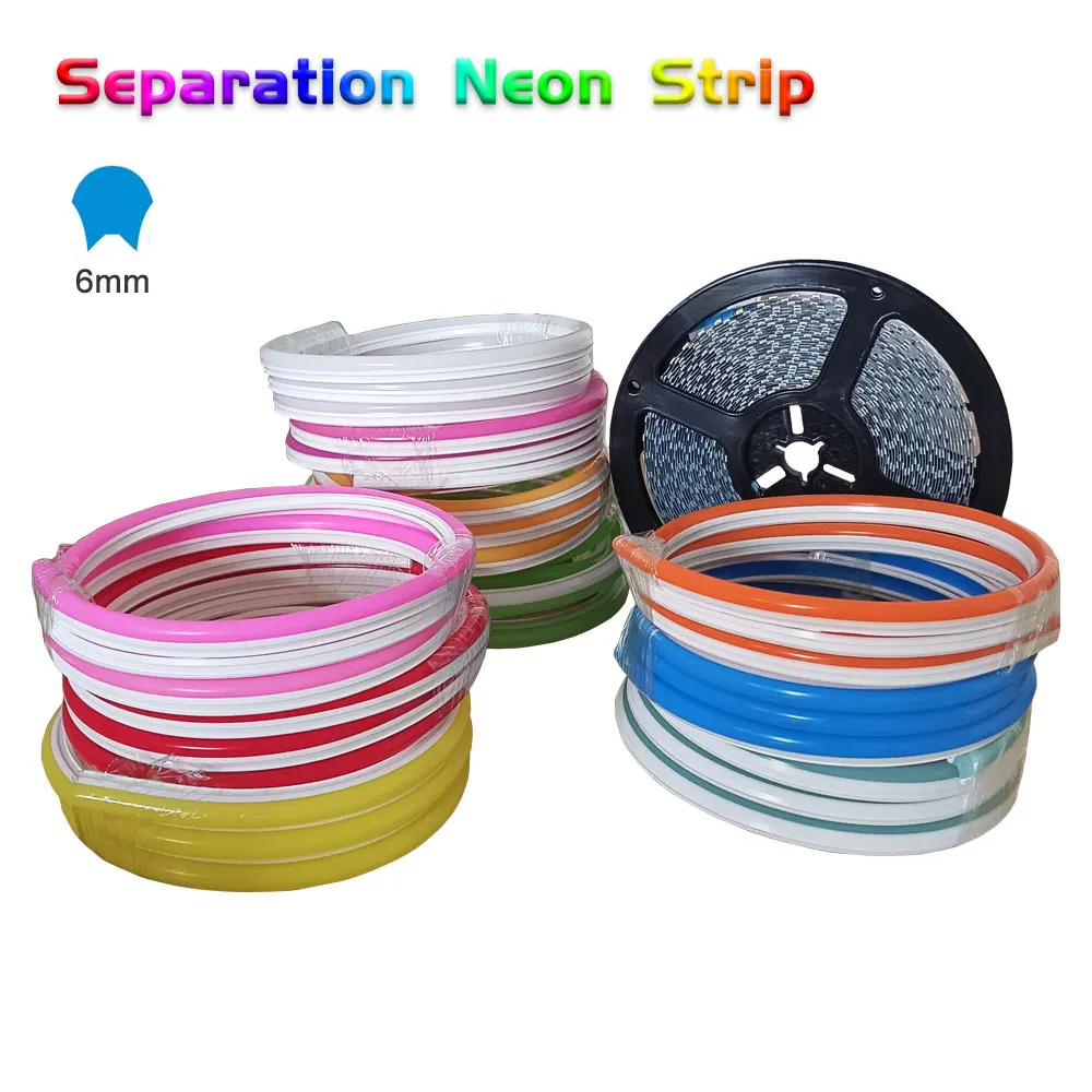 

6mm Separate Silicone Neon Strip Flexible Soft Bendable DIY Sign Waterproof IP67 Outdoor For S Shape 2835SMD Led Strip Light