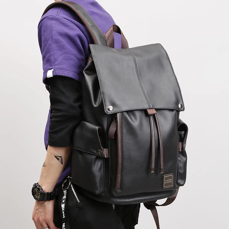 

Men's bags, business commuter leather bags, large-capacity men's leisure travel computer backpacks