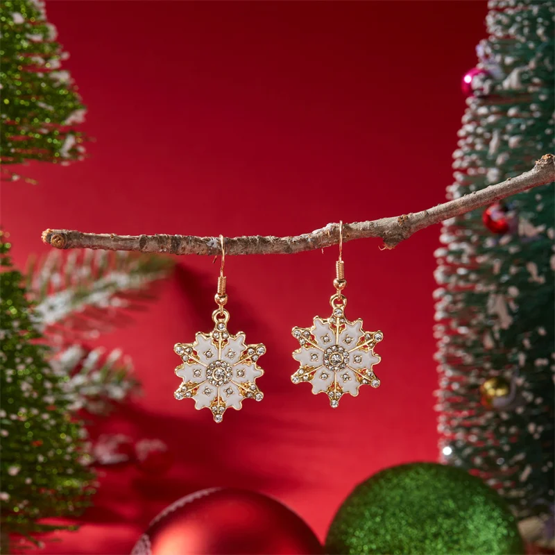 

Sparkling Crystal Zircon Snowflake Pendant Earrings For Women Shiny Rhinestone Exquisite Flower Earring Christmas Party Jewelry