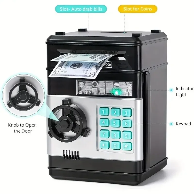 Hucha electrónica con contraseña, caja de seguridad, cajas de dinero para niños, monedas digitales, ahorro de efectivo, depósito seguro, máquina Atm, regalos para niños