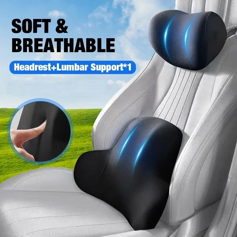 Car Memory Foam Neck Pillow Protection Lumbar Backrest Cushion Lumbar Cushion Car Headrest Cushion