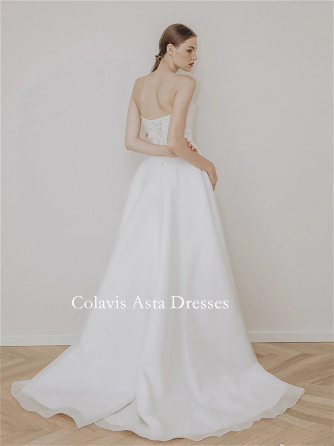 Colavis Asta Wedding Dresses Floor Length 프롬드레스  Korea Lace-up Organza  Simple Photoshoot Outdoor Bride Gowns Party Women Bride