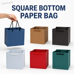 20pcs White/Black/Kraft/Red Color Paper Gift Bag With Handle Square Potted Flower Bag Paper Box Packaging