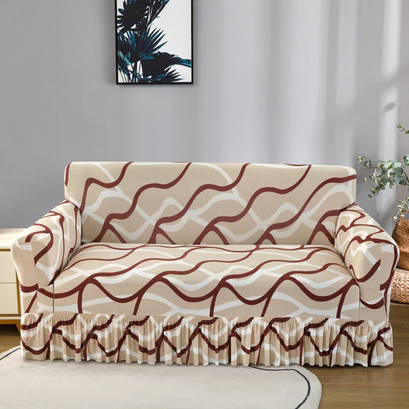 1 pack elastic pleated skirt sofa cover all-inclusive sofa cover universal simple modern sofa protective cover suitable for living room study bedroom hotel hotel sofa cover
