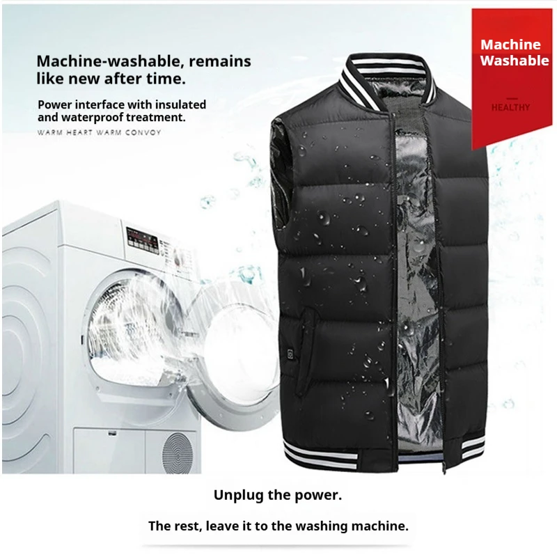 Thickened Down Cotton Heating Vest USB Charging Unisex Sleeveless Couple Outerwear Motorcycle Rider Vest Autumn Winter Warmth