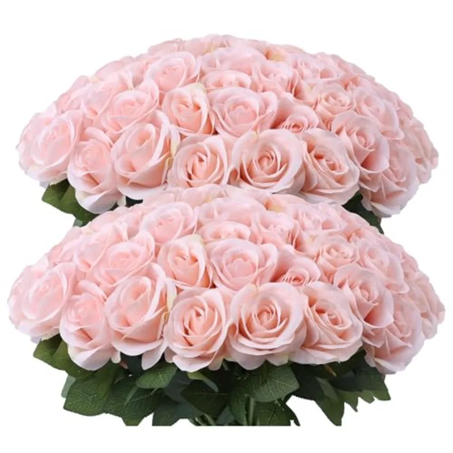 

52pcs Roses Artificial Flowers Fake Flowers Silk Roses with Stems for DIY Wedding Bouquets Bridal Shower Centerpieces Arrangeme