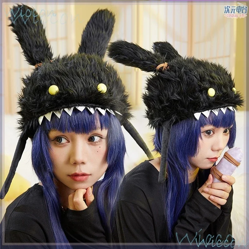 

Game Spriggan Cap Hat Cosplay Fiinal Fantassy XIV FF14 Cos Winter Autumn Halloween Black Party Cute Plush Daily Hat Women Men