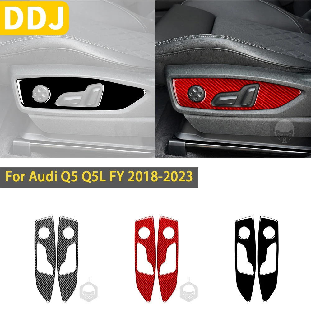 

For Audi Q5 Q5L FY 2018 2019 2020 2021 2022 2023 Accessories Carbon Fiber Interior Auto Seat Adjustment Panel Trim Sticker