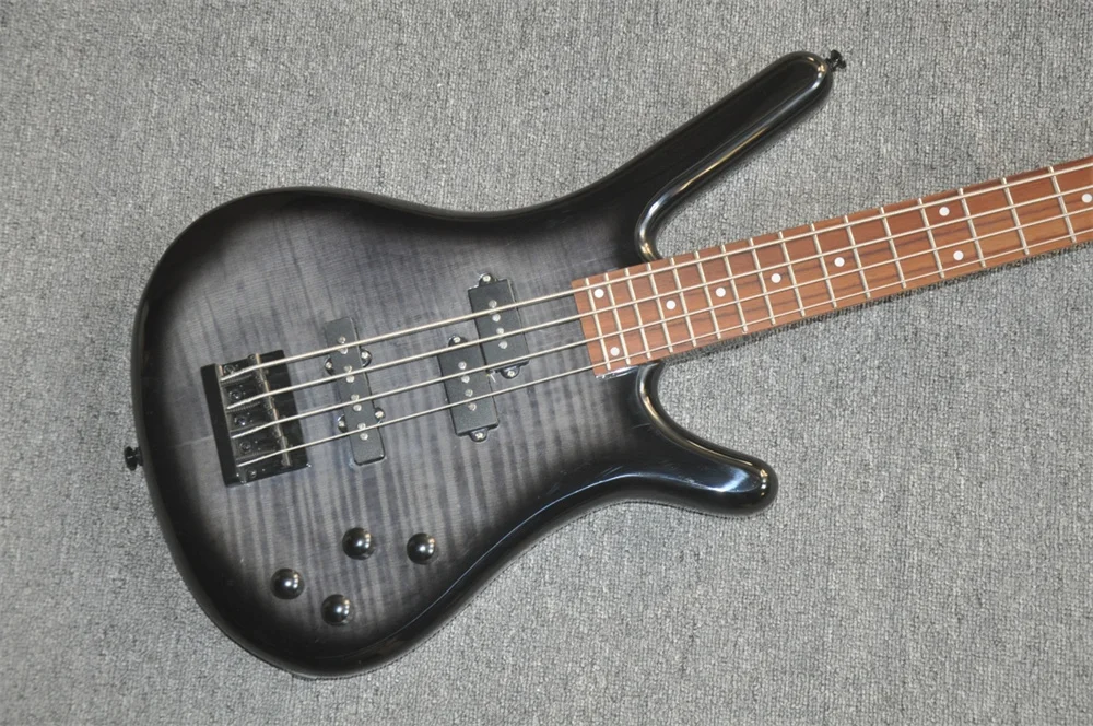 Gray Body 4 Strings Electric Bass Guitar With Rosewood Fretboard Black Hardware Customization Service