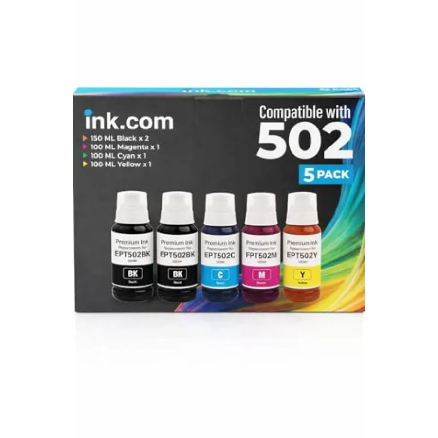 

Совместимый набор из 5 чернильных картриджей повышенной емкости 502, совместимый с принтерами Epson ET-2850, ET-3830, ET-3850