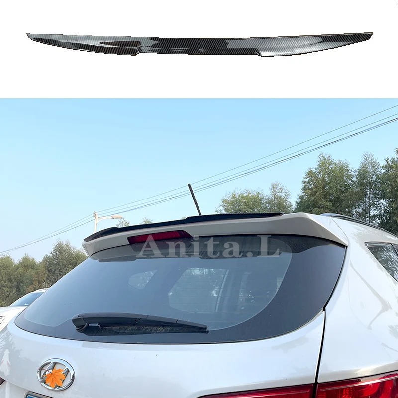 For HYUNDAI Santa Fe 2009-2015 Year Hatchback Roof Spoiler PU Plastic Black Carbon Fiber Rear Wing Body Kit Accessories Styling