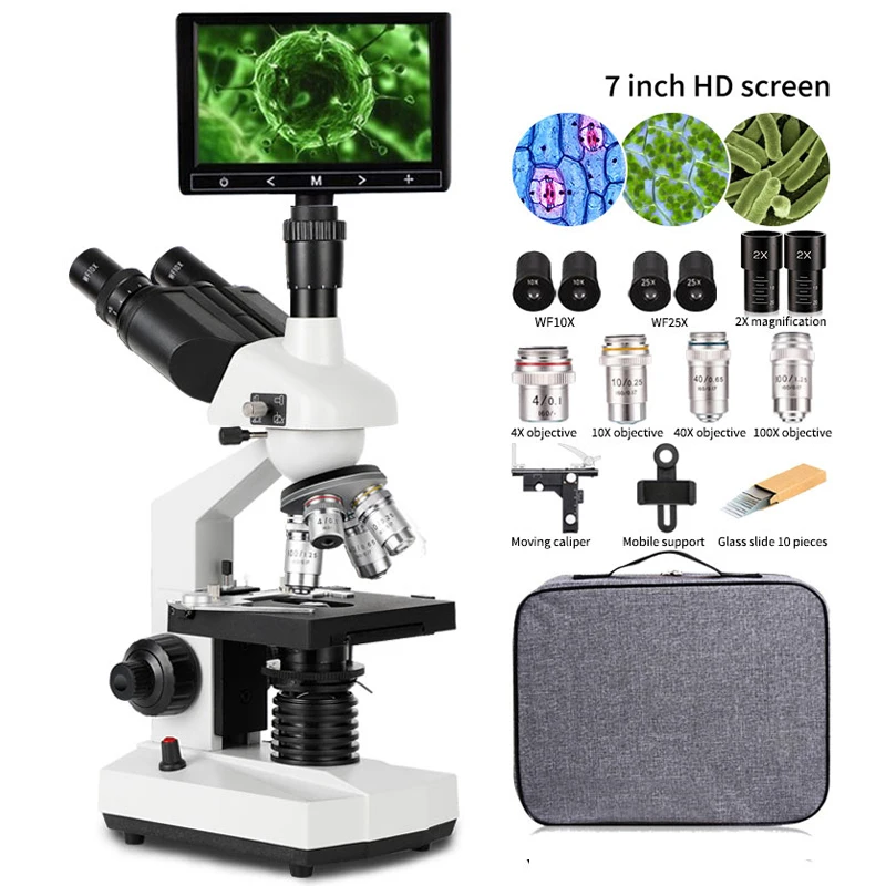 5000X professional laboratory compound optics trinocular microscope with screen