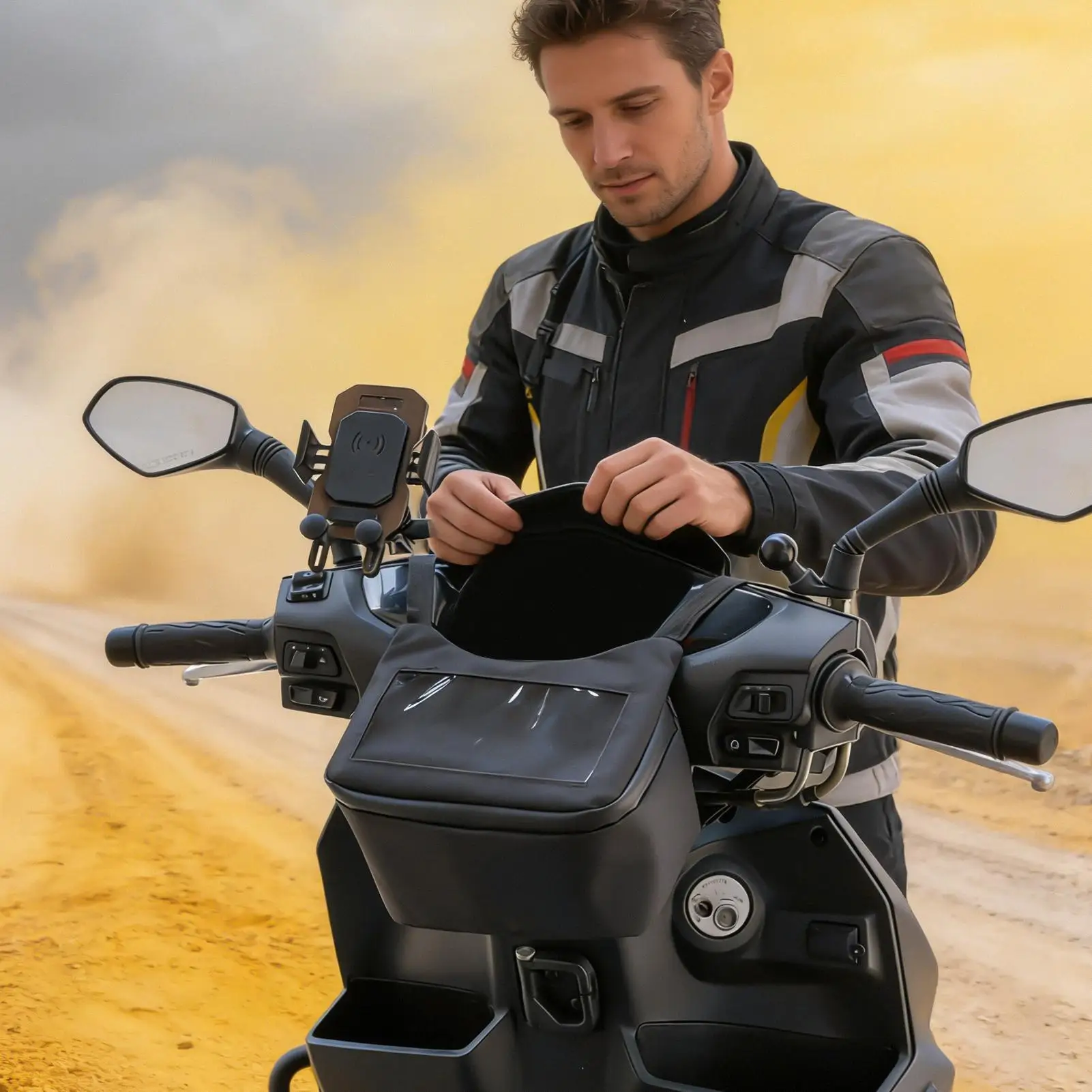 Motorcycle Bag Waterproof Compartments Front Pouch Touchscreen Window Motorcycle Pouch For Motorbike Scooter Key Wallet Phone