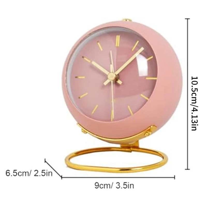 Alarm clock, retro minimalist design small desk lamp, with night light, silent and non-ticking, battery powered green.