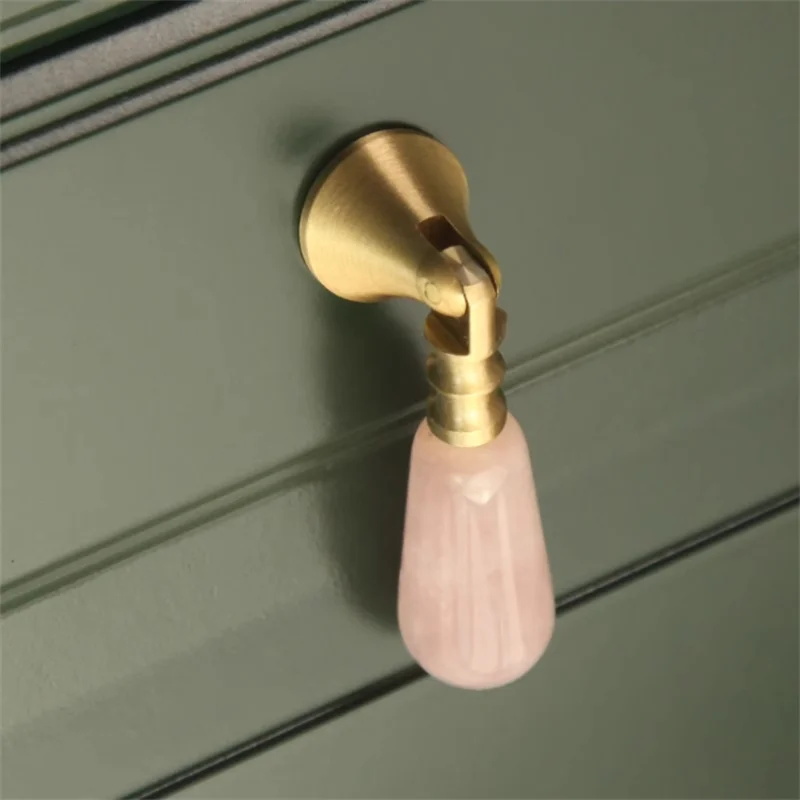 LCH Nordic Style Natural Pink Clear Purple Crystal Cabinet Knob Drawer Pull Furniture Handles  Simple life Clear Crystal