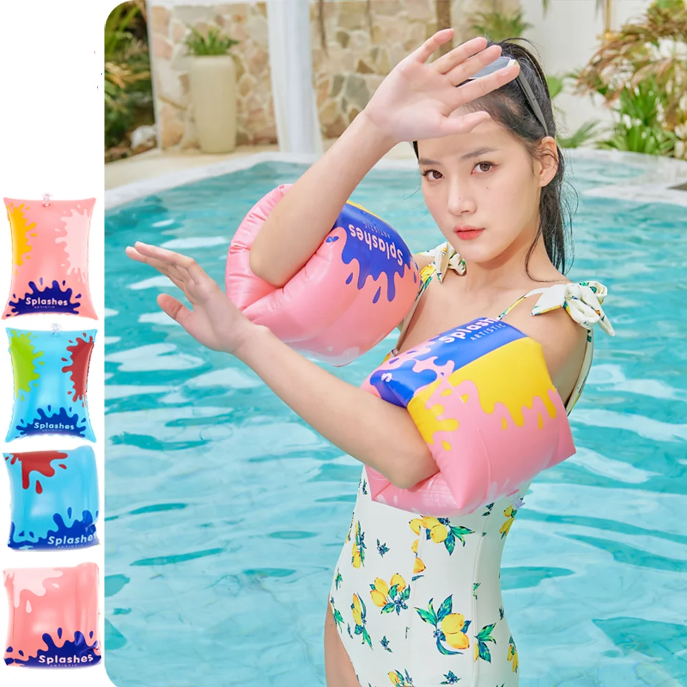 New Splash Art Pool Foats Swimming Ring with Handle Adult Inflatable Pool Tube Giant Float Boys Girl Water Fun Toy Swim Laps