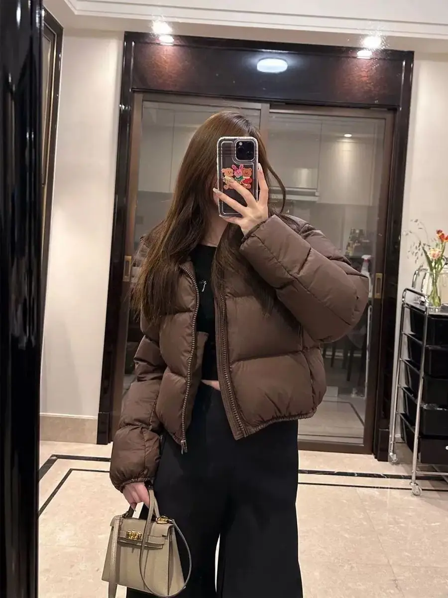 

Puffer Parkas Womens Quilted Padded Slim Coats Heated Winter Lady Multicolor Contrasting Hem Short Rainproof Colorful Attractive