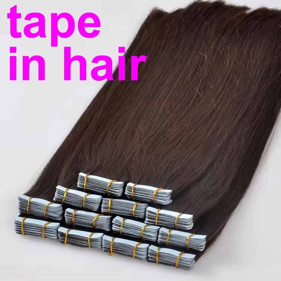 

Tape in Hair Extensions Human Hair Natural Black 20Pcs Tape Ins for Women Human Hair Extensions Tape in Straight Seamless Skin