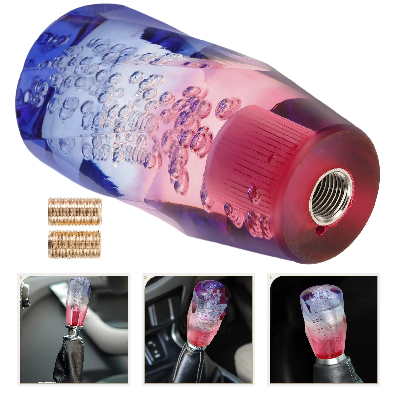 

Gear Shift Knob 10Cm Crystal Clear Dual Color Manual Automatic Car Accessories Shifter Handle Head Universal Fit
