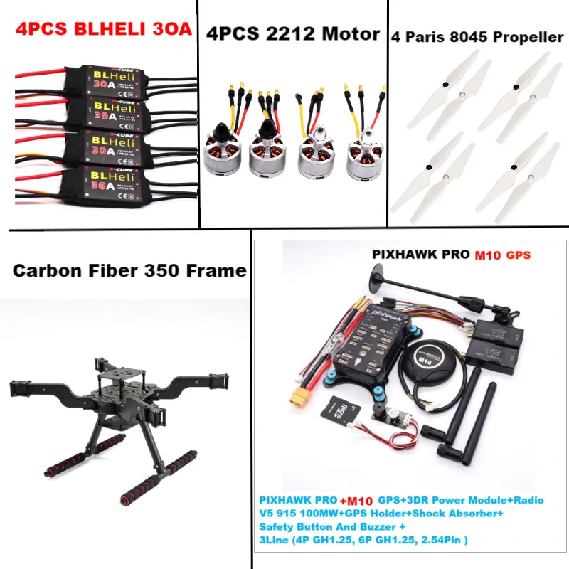 B-CUBE مفتوح المصدر جديد ذكي بدون طيار FLY350 PIXHAWK PRO M10 Kit Ardupilot راديو كوادكوبتر BLHELI 30A ESC 2212 موتور