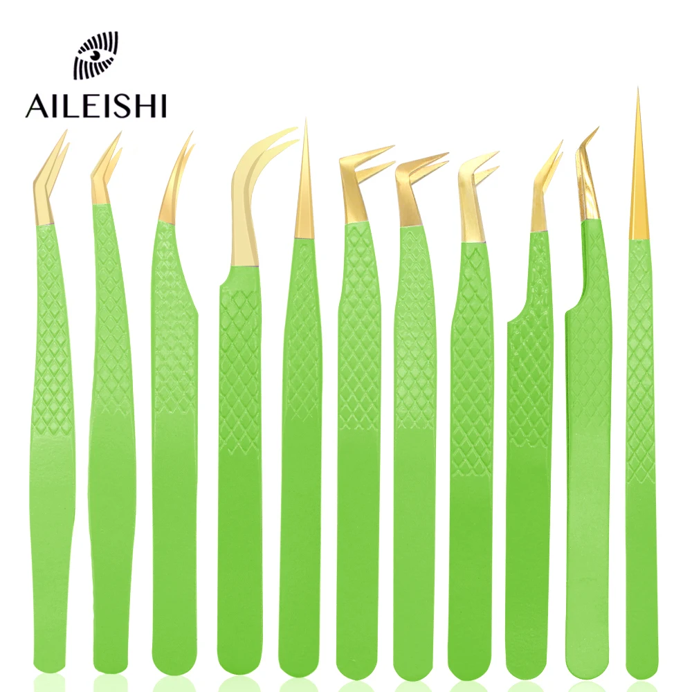 AILEISHI Anti-static Straight Eyelash Extension Tweezers Industrial Precision Curved Straight Lash Eyebrow Tweezers Makeup Tools