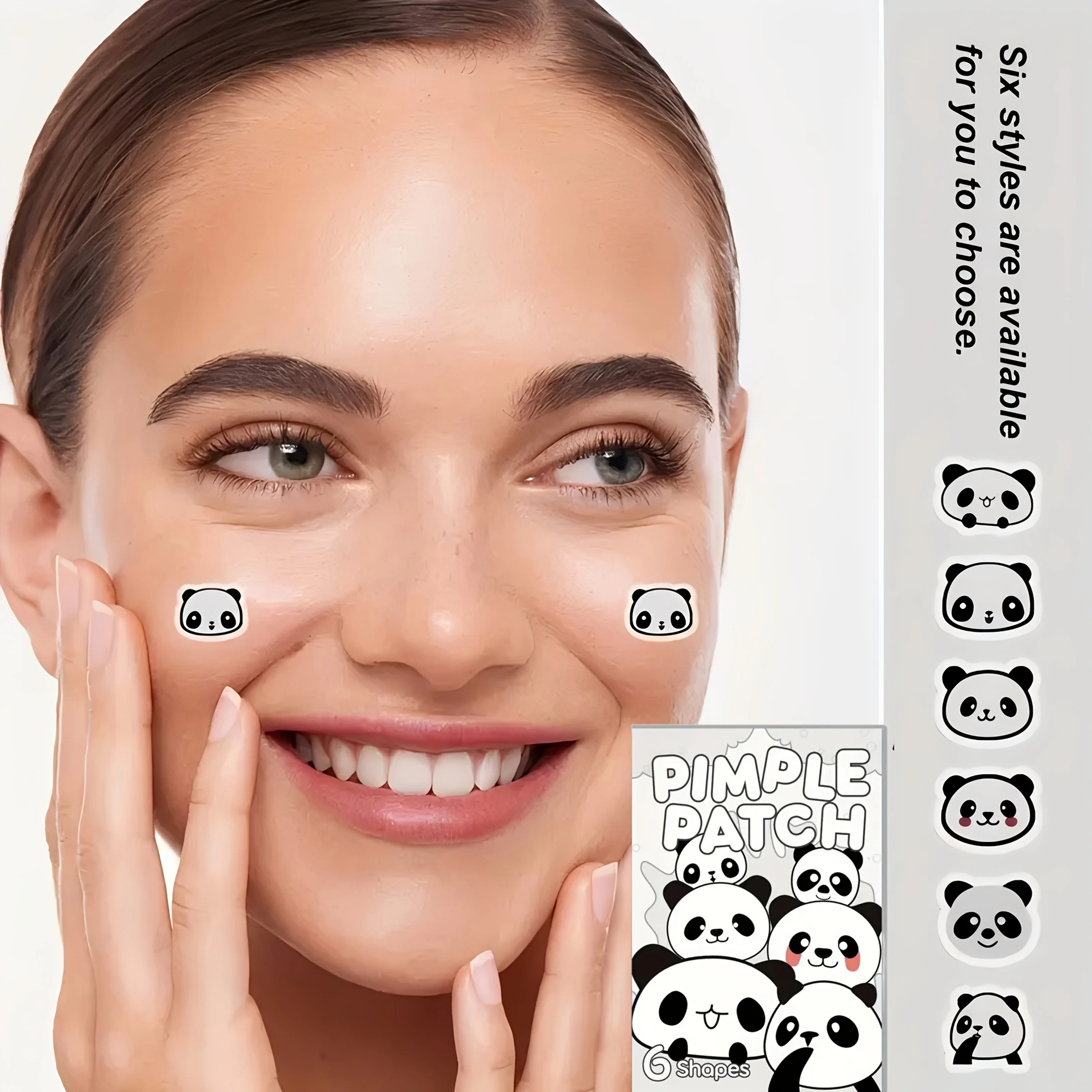 120 Adesivos Hipoalergênicos, Impermeáveis e Sem Álcool para a Pele, Design Adorável de Panda, Perfeitos para Cobrir Espinhas e Imperfeições da Pele