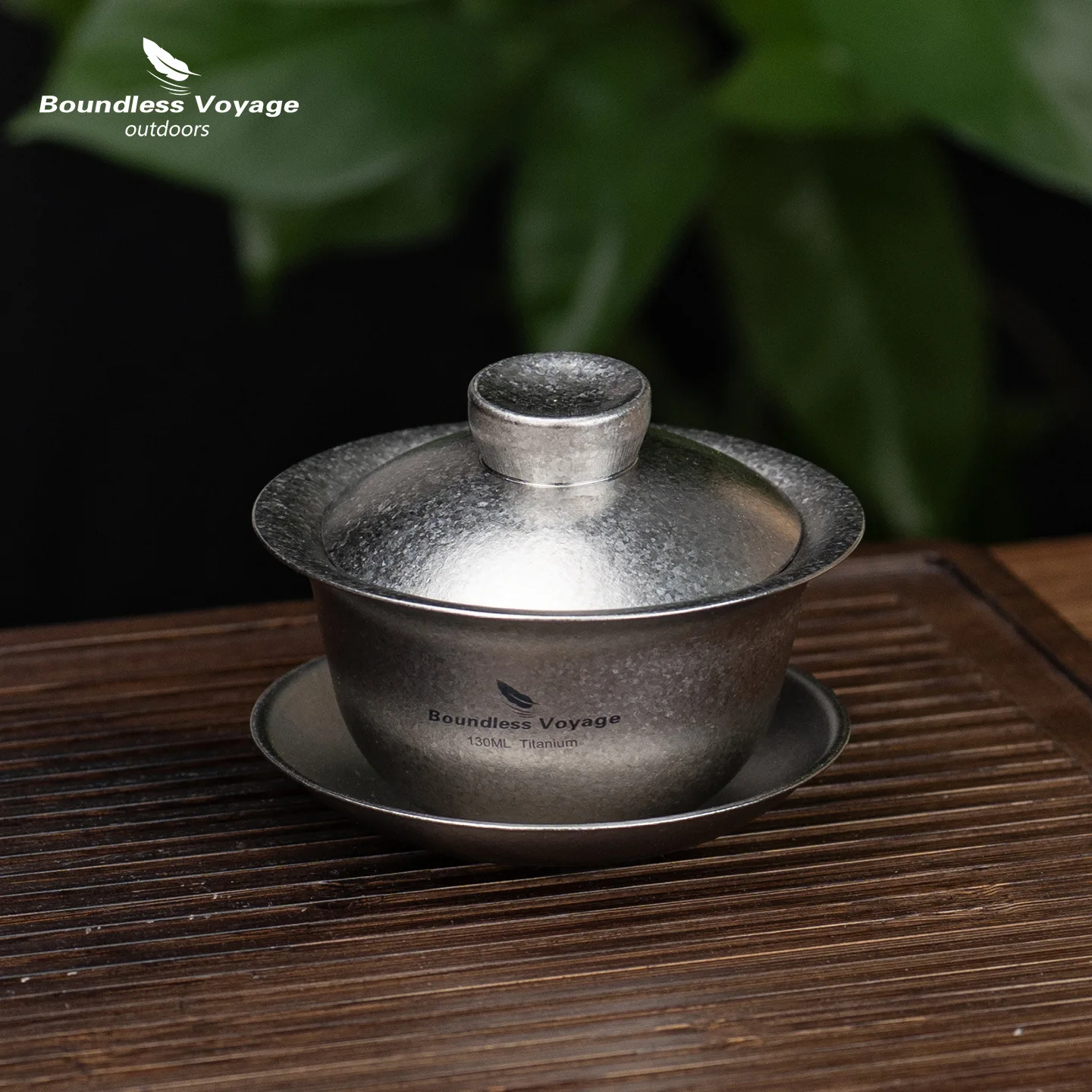 

Titanium Gongfu Tea Set Pure Titanium Covered Bowl with Tray Outdoor Camping Tea Brewing Cup 130ml Picnic Bowls
