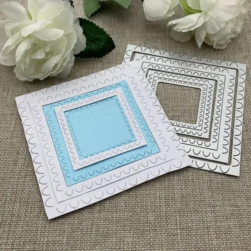 

Металлические вырубные формы с квадратной рамкой для скрапбукинга, декоративного тиснения и рукоделия, шаблон для вырезания