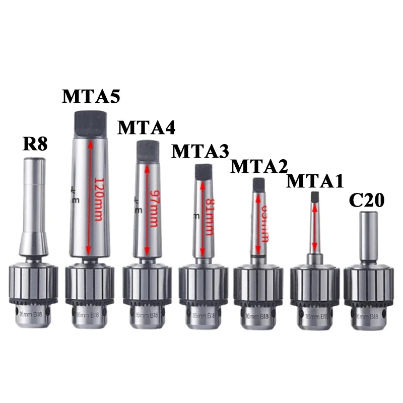 ZCD Heavy Duty Drill Chuck B10 B12 B16 B18 1-10MM 1-16MM 3-16MM 1-16MM Drill chuck rotation clamping Morse Cone MT2 MT3 MT4