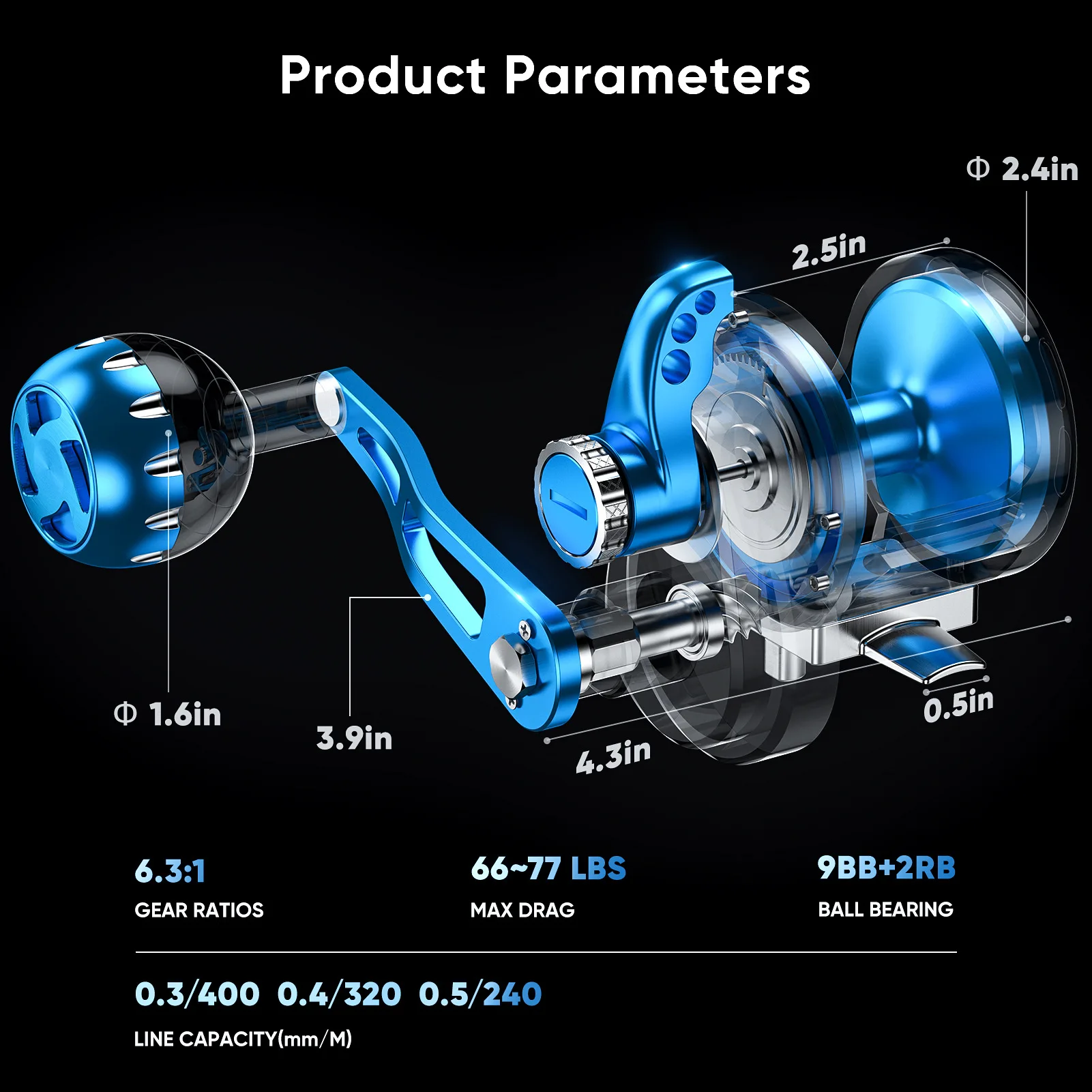 Horizon Max Drag 77LB Trolling Reel Big Game Full Metal Jigging Reel Carretes De Pesca Sea Fishing Reels