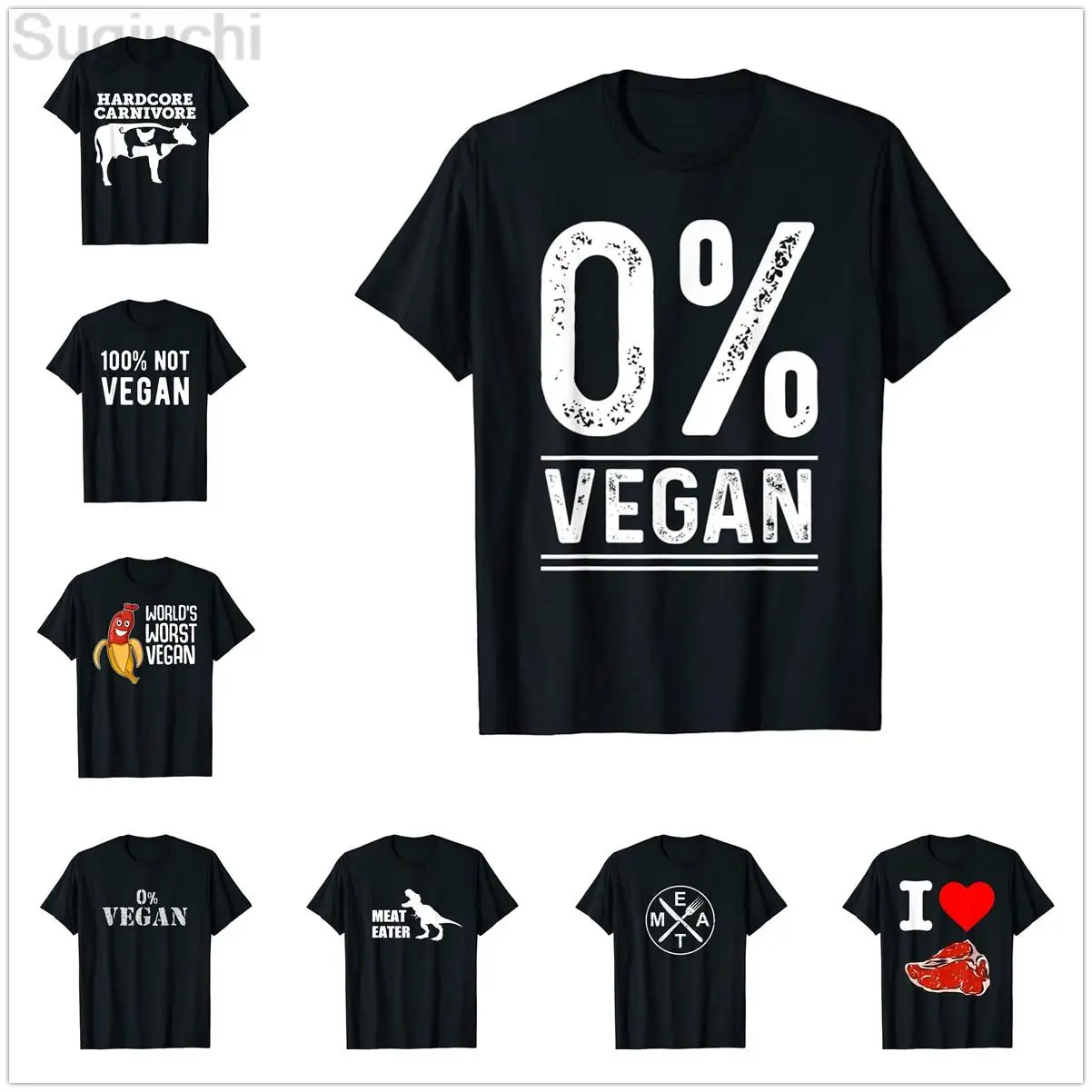 100% Cotton Zero Percent Vegan BBQ Carnivore Meat Eater Lover Awesome MEN WOMEN Hip Hop T Shirts Size XS-5XL