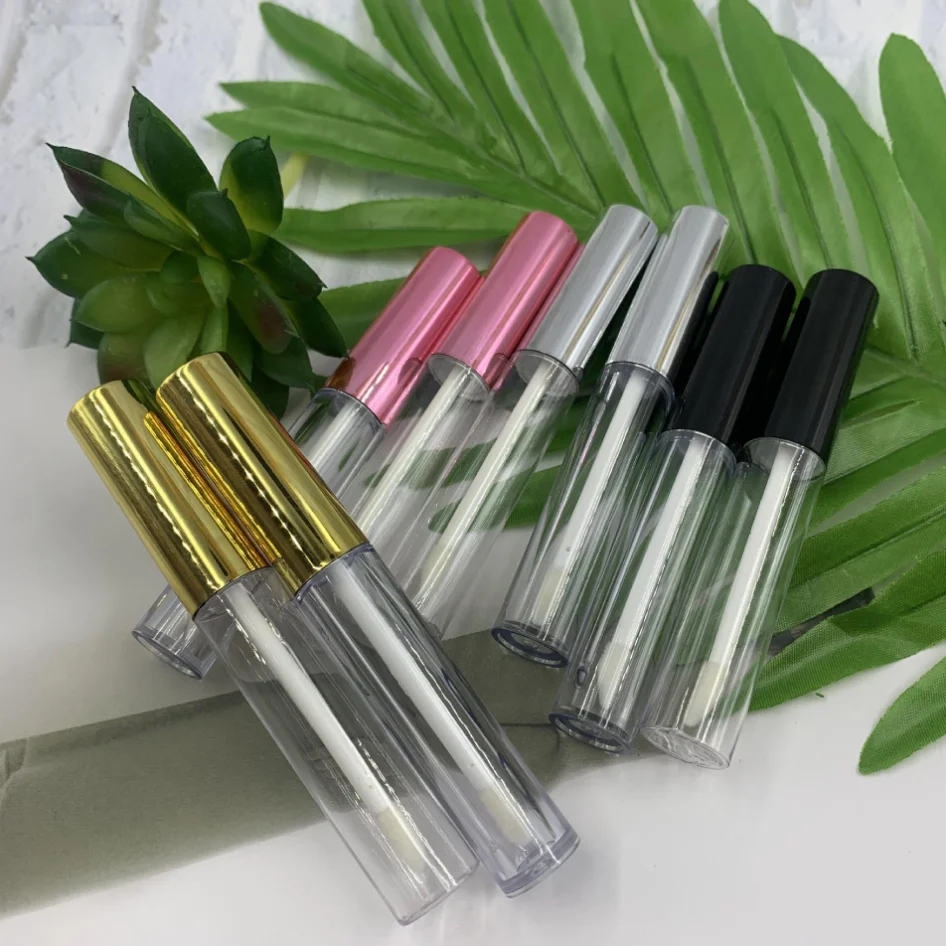 Lip Gloss Tube Private Label Liquid Concealer Lipstick Tubes Packaging Custom Logo Makeup DIY Plastic Containers Gold Lid 50pcs