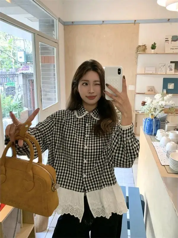 

Рубашки с длинным рукавом, женские винтажные полосатые блузки на пуговицах спереди, декоративные оборки, женские минималистичные элегантные осенние выгляды