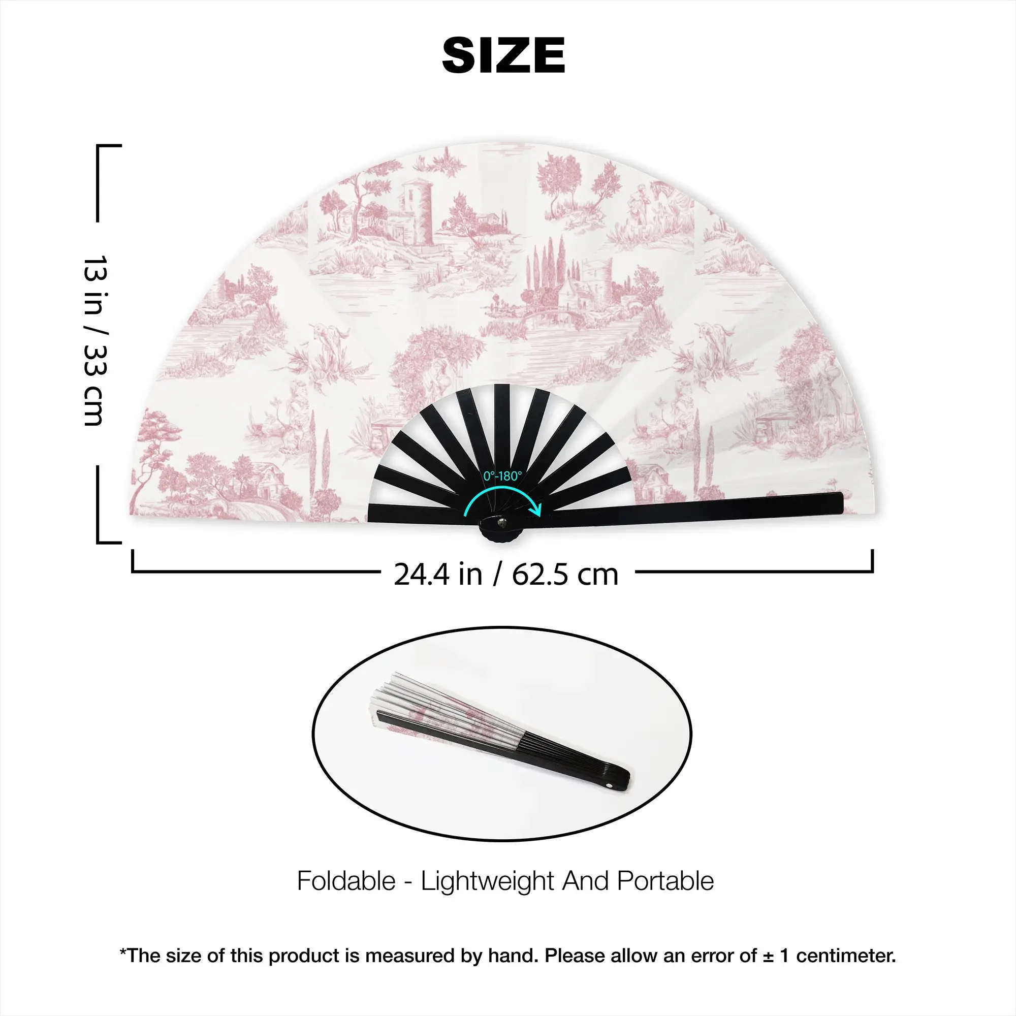 Custom Vintage Toile De Jouy Promotional Gift Hand Fan Party Blush Pink White Durable Folding Fans Creative Bulk Pack Fan view 4