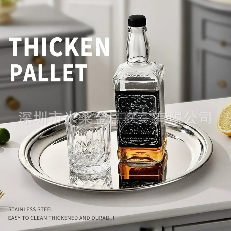 Stainless Steel Round Tray, Commercial Serving Platter for Restaurant Hotel Party Use