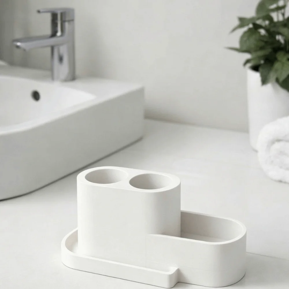 Detachable Toothbrush Holder Easy Clean Multi-functional Toothpaste Rack Multi-Purpose Compact Toiletries Storage Organizer
