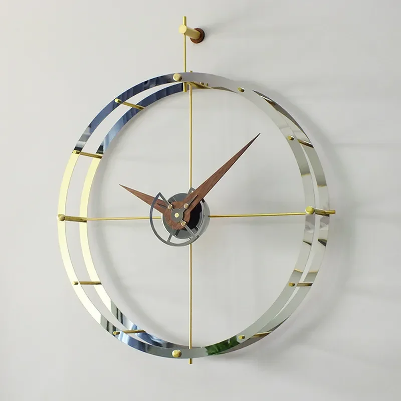 Scandinavian Modern Minimalist Wall Clock Black Walnut Stainless Steel Ring Brass Creative Spanish Nomon Style Home Decor