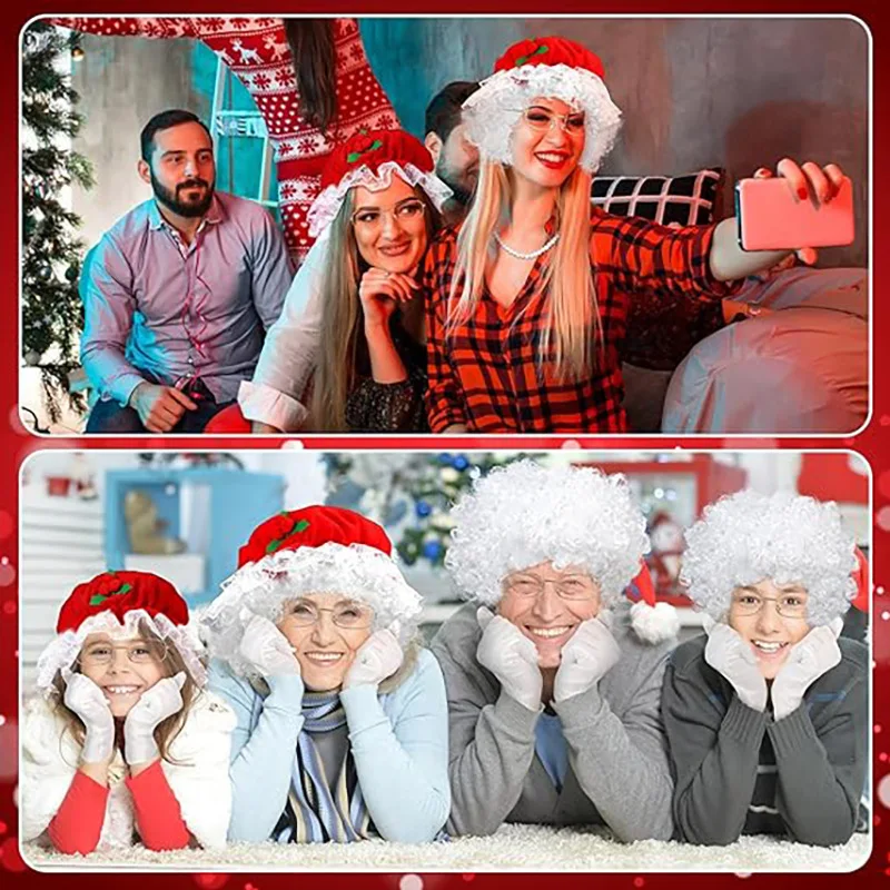 Synthetic Mrs-C Inspired Christmas Costume Elderly Cosplay Wig Fancy Dress Party Heat Resistant Fiber Hair