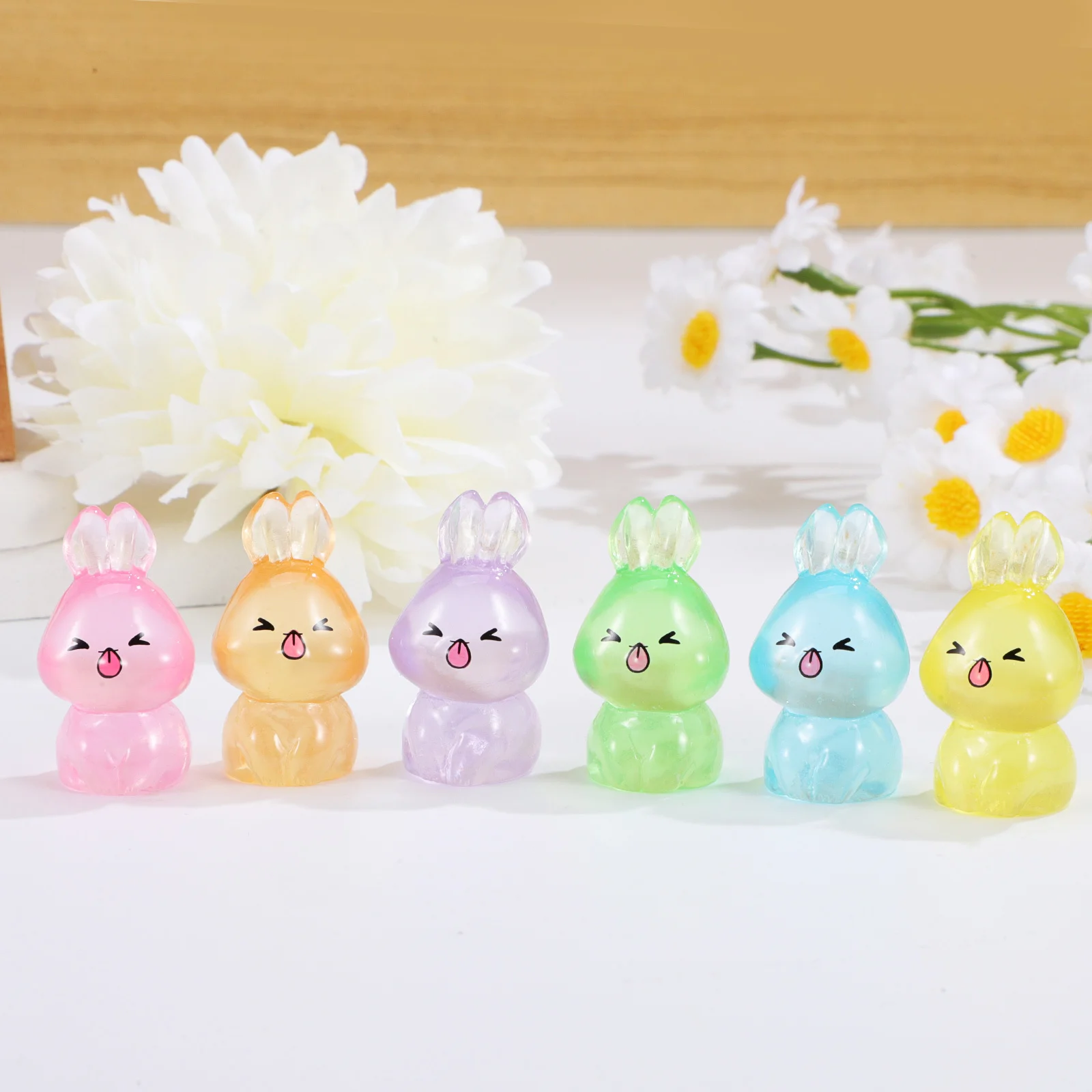 

84Pcs Glow in The Dark Mini Resin Bunny Decorations Cute Luminous Miniature Rabbit for Garden Bedroom Study Night Light Ambiance