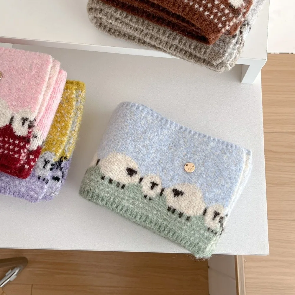 Versatile Cute Sheep Printed Knitted Scarf Soft Cold Proof Warm Shawl Windproof Neck Warmer Winter