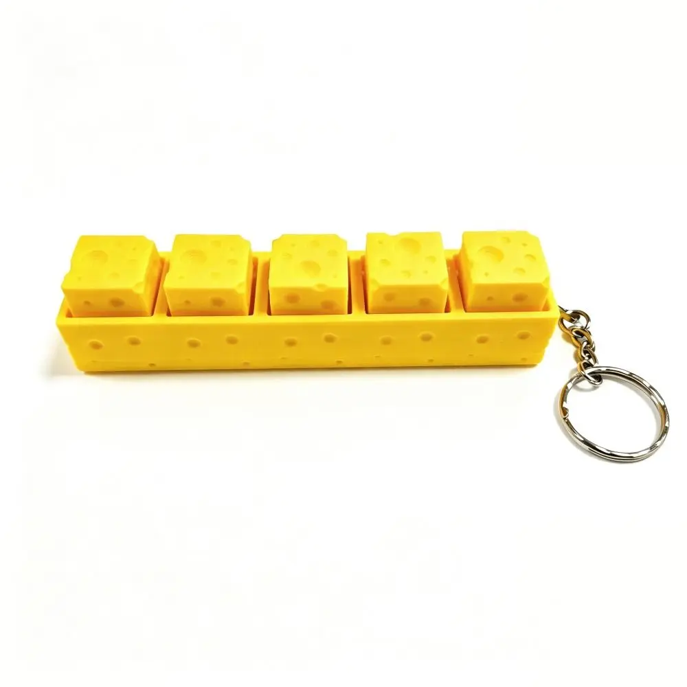 Lovely Cheese Shape Cheese Clicker Fidget Keychain Tactile Keyboard Press Lightweight Material Finger Compact Pocket Sized