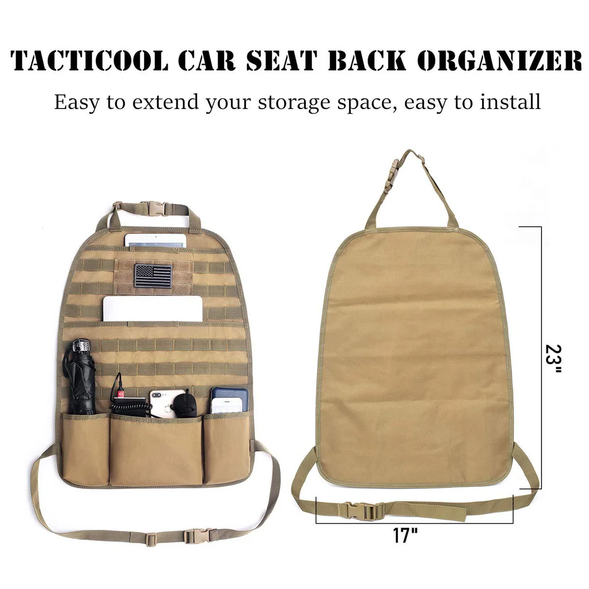 Organizador MOLLE táctico universal para asiento trasero con bolsillos - imagen 5