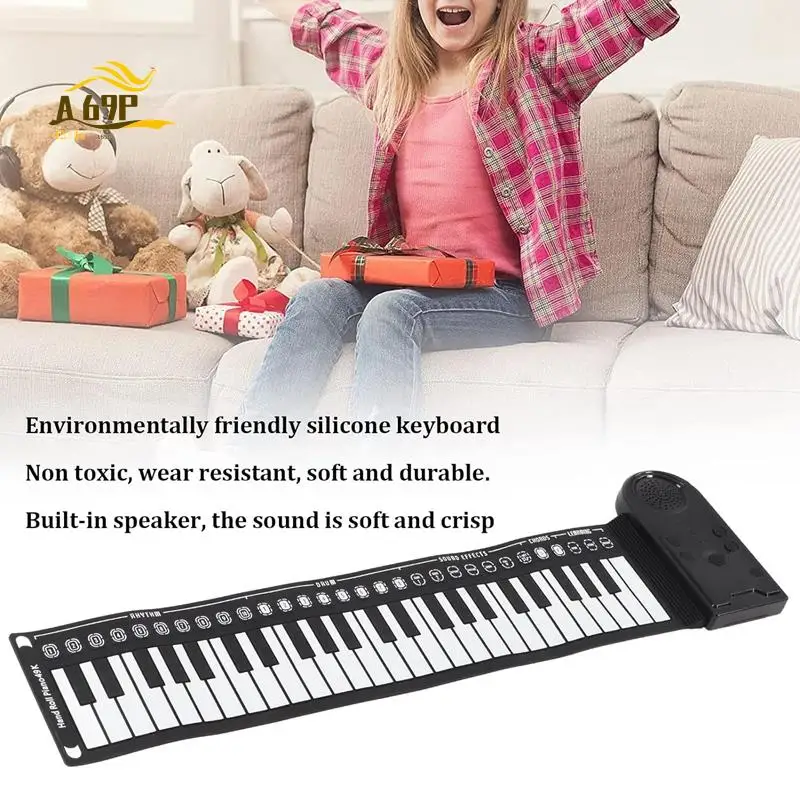 

A69P-Keyboard Piano Roll Up Electric Piano For Beginners Foldable 49 Keys Electronic Piano