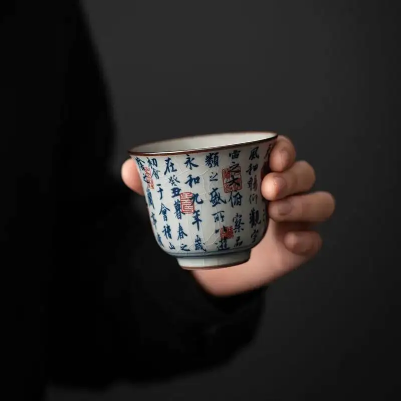 Antique Blue And White  Teacup Large Master Cup  Tea Tasting Cup Tea Bowl Kung Fu Tea Cup Drinking Utensils