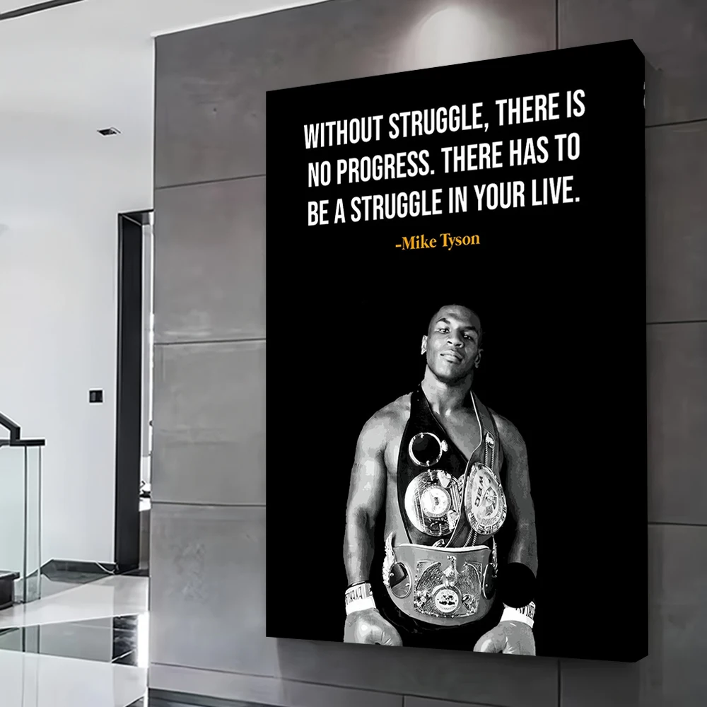 مايك تايسون يقتبس ملصق مخصص مطبوعة حائط لوح رسم الفن هدية للحمام ديكور غرفة نوم الديكور الفنون المنزلية #2
