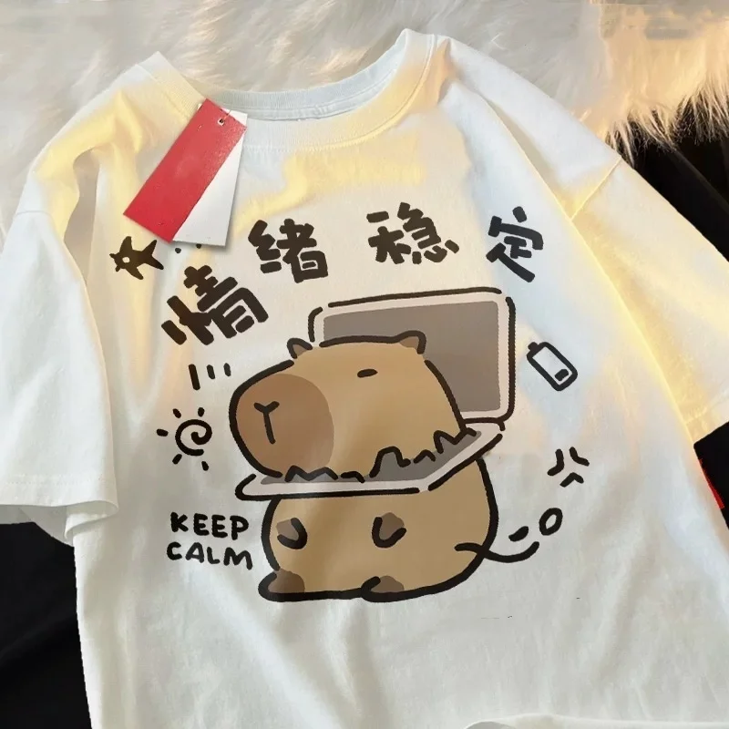 ZAZOMDE High-Quality Men's Pure Cotton Cartoon Cute Bear Pattern Fun T-shirt Loose Tees T Shirt