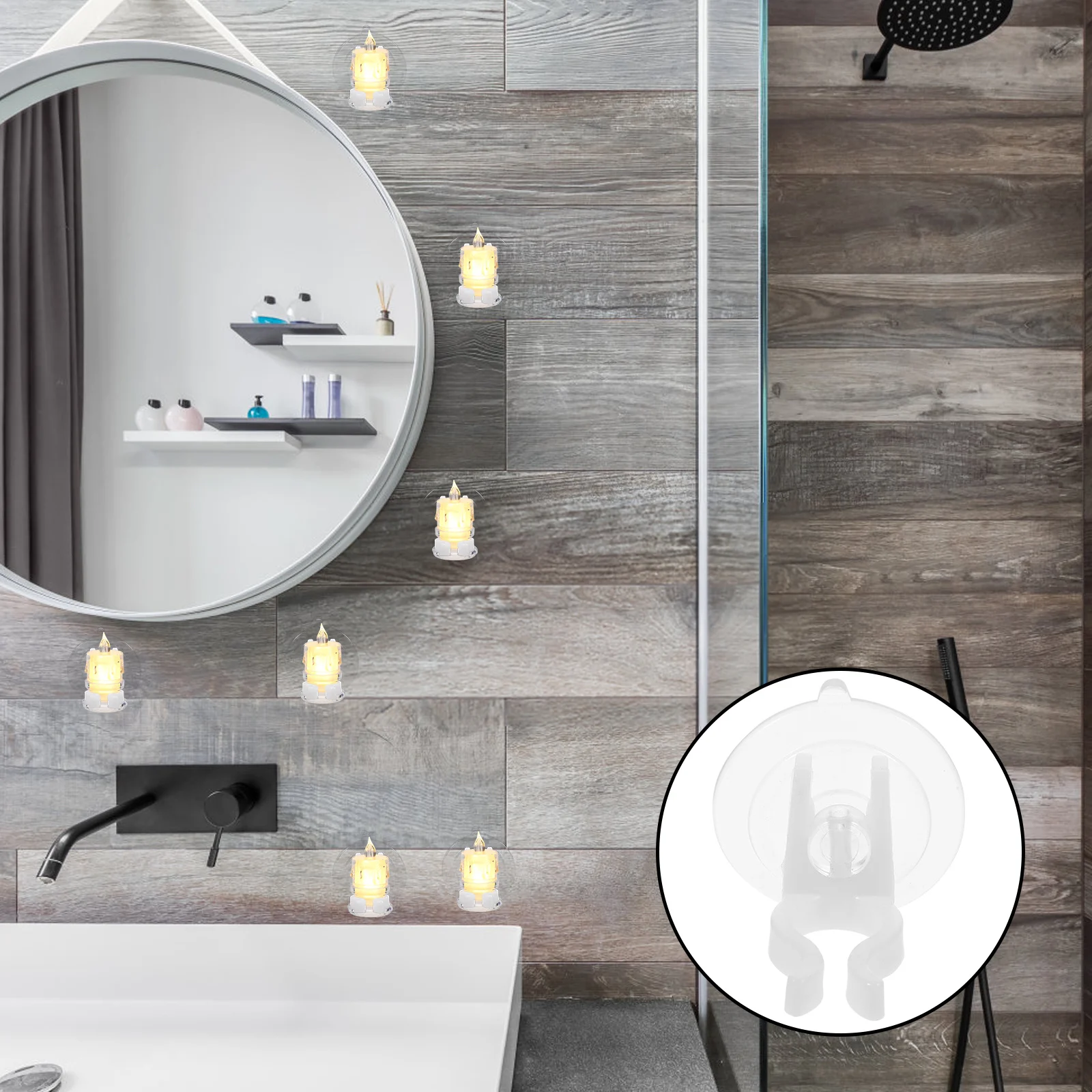 

12Pcs Flameless Suction Cup Holder for Window Glass Ceramic Tiles Operated Lamp Clip Easy Install