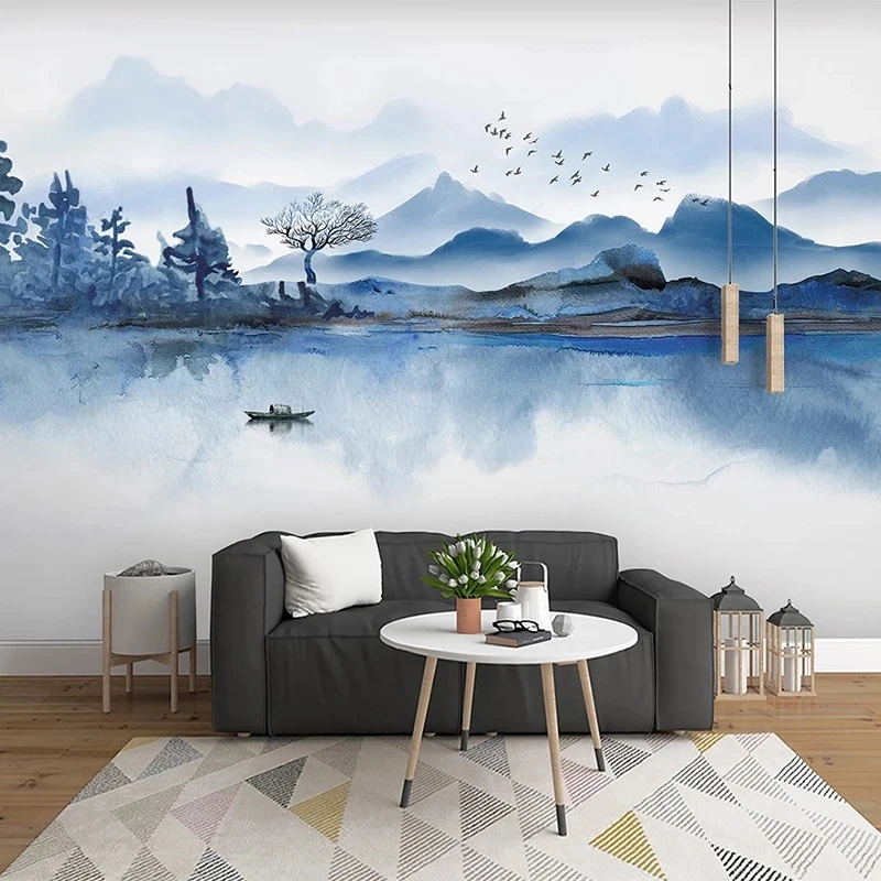 Custom Photo Mural Chinese Style Ink Landscape Study Wallpaper Living room TV background wall bedroom restaurant 8d wall fabric