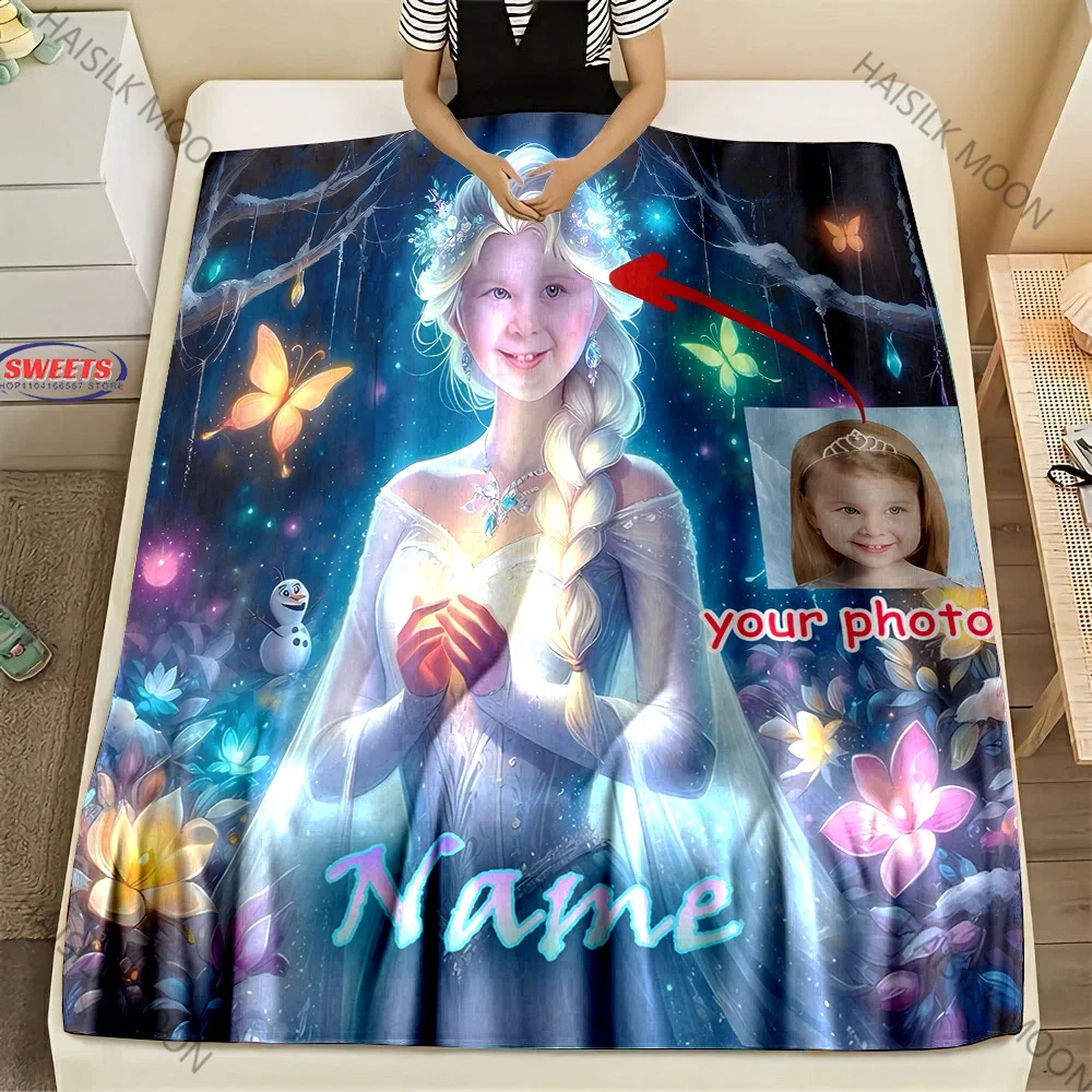 جديد! بطانيات مخصصة مخصصة مع اسم وصور هدايا حلم الفتيات اطلب الآن واحصل على هدية بطانية الأميرة إلسا الحصرية #4