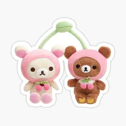 Rilakkuma And Korilakkuma In Cherry Hat  10PCS Stickers for Window Living Room Car Room Home Kid Decorations Anime Water Bottles